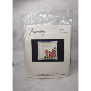 Vintage Imaginating Counted Cross Stitch Kit Roses and Forget-Me-Nots Pillow